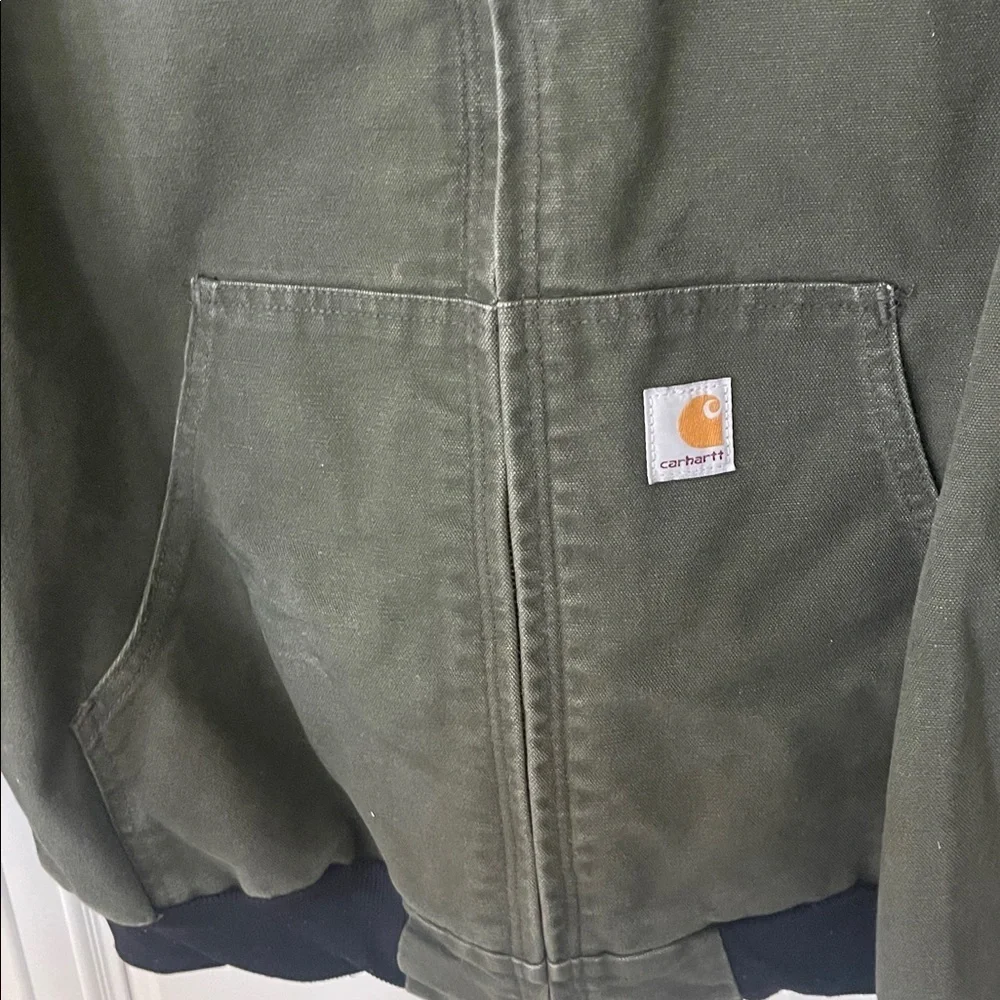 Vintage Carhartt Green Hooded Heavy Duty Work Jacket XLarge RN 14806 XL